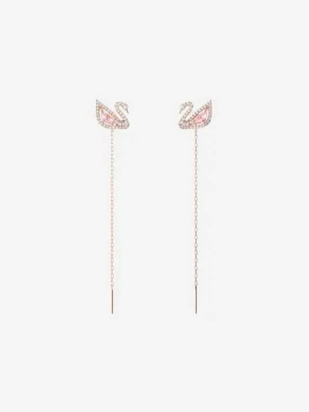W 스와로브스키 다즐링 스완 드롭 이어링 핑크 로즈 골드 플래팅 W Swarovski Dazzling Swan Drop Earrings Pink Rose Gold Plated