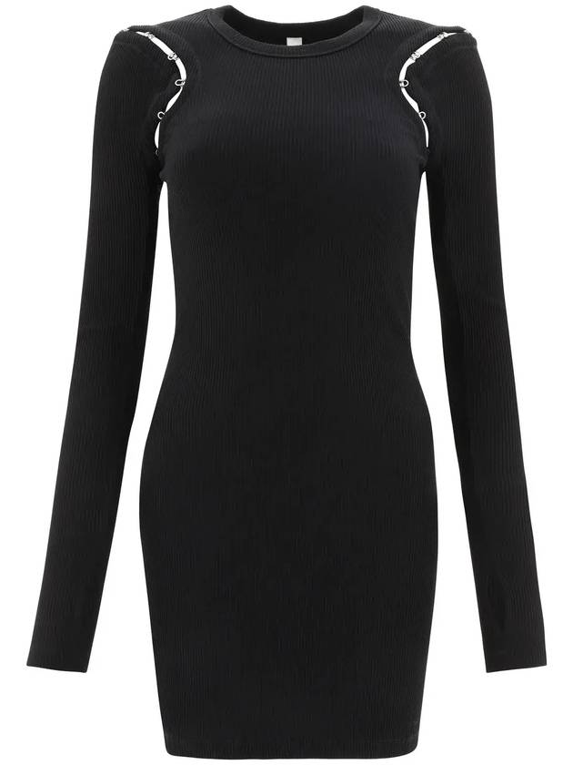 Dion Lee 후크 앤 아이 골지 크루넥 미니 드레스 A9878F22_BLACK