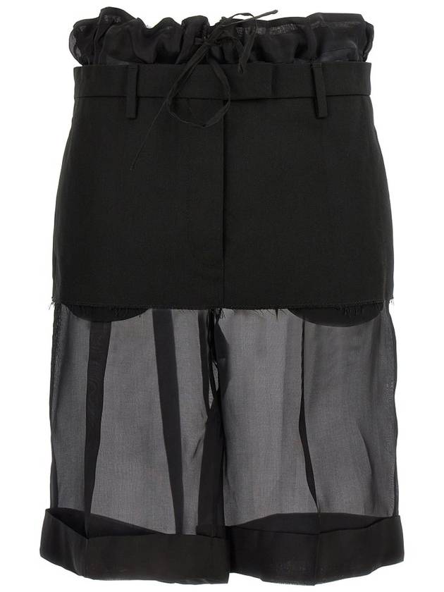 Maison Margiela 레이어드 효과 하이웨이스트 미디 스커트