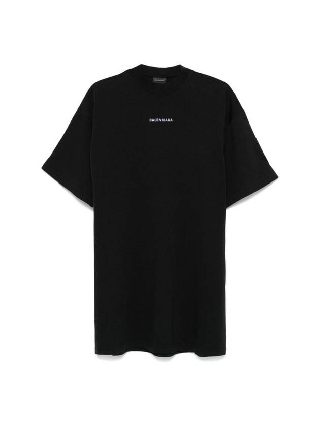 발렌시아가 로고 프린트 숏원피스 블랙