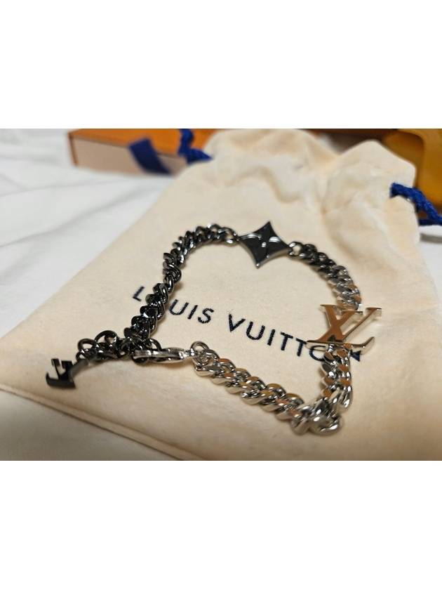 루이비통 남성 팔찌 체인 LV 인스팅트 투톤 실버 블랙 M00508
