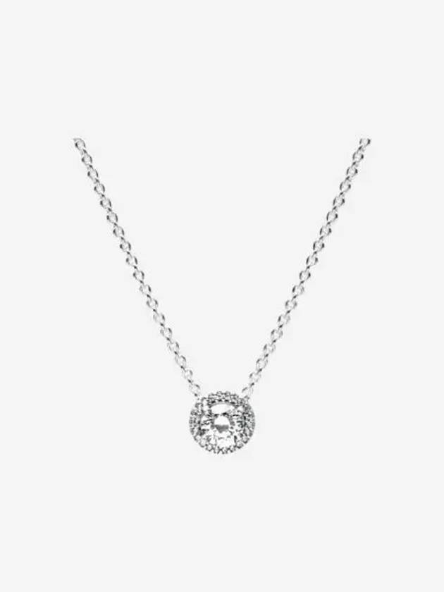 W 판도라 라운드 스파클 헤일로 네클리스 스털링 실버 클리어 W Pandora Round Sparkle Halo Necklace Sterling Silver Clear