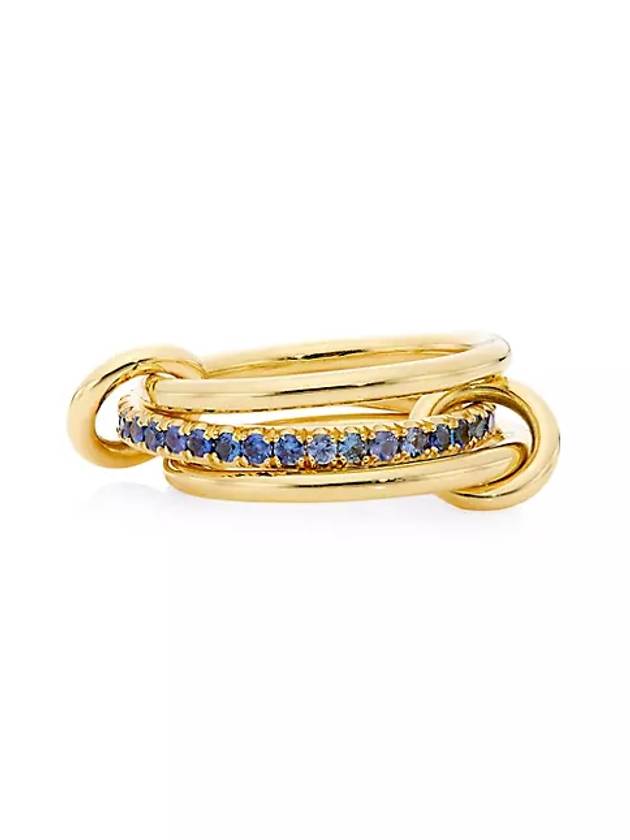 18K 옐로우 골드 블루 사파이어 3링크 링 18K Yellow Gold & Blue Sapphire Three Link Ring