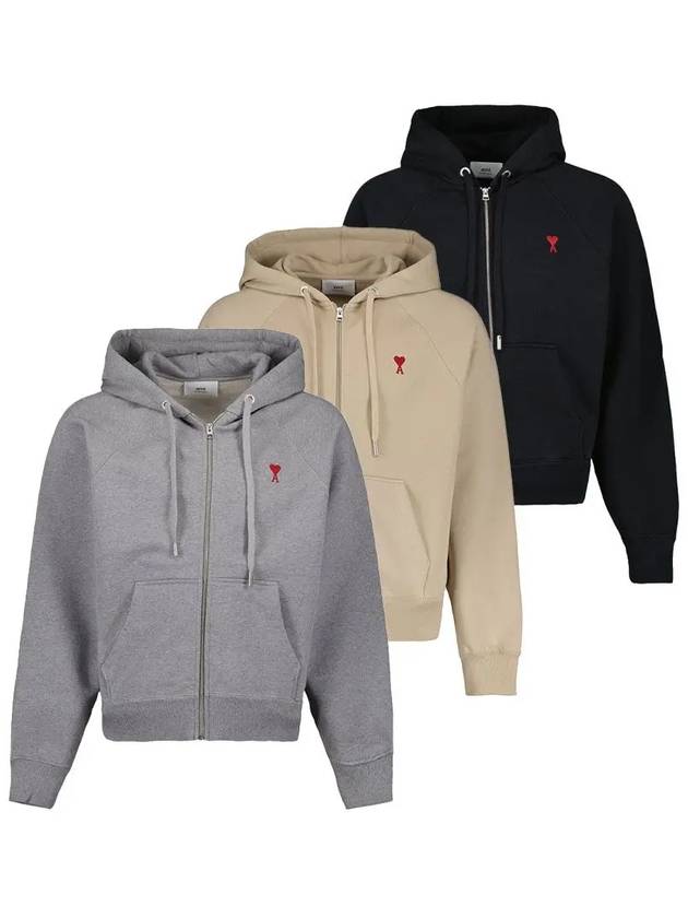 아미 하트로고 패치 후드집업 남녀공용 블랙 USW415747 001