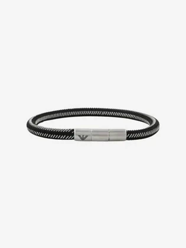 엠포리오 아르마니 블랙 나일론 스테인리스 스틸 ID 브레이슬릿 실버 Emporio Armani Black Nylonn Stainless Steel ID Bracelet Silver