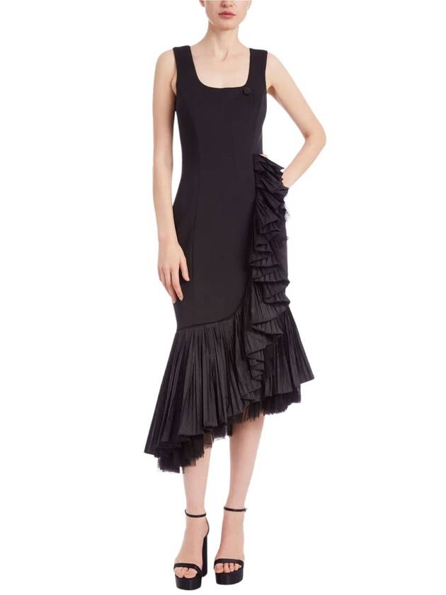 FLOUNCED TULLE HEM COCKTAIL DRESS