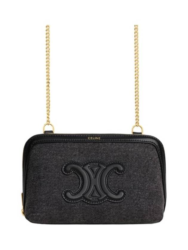 셀린느 클러치 온 체인 퀴르 트리옹프 데님 다크 그레이 10E382GV3 08BG