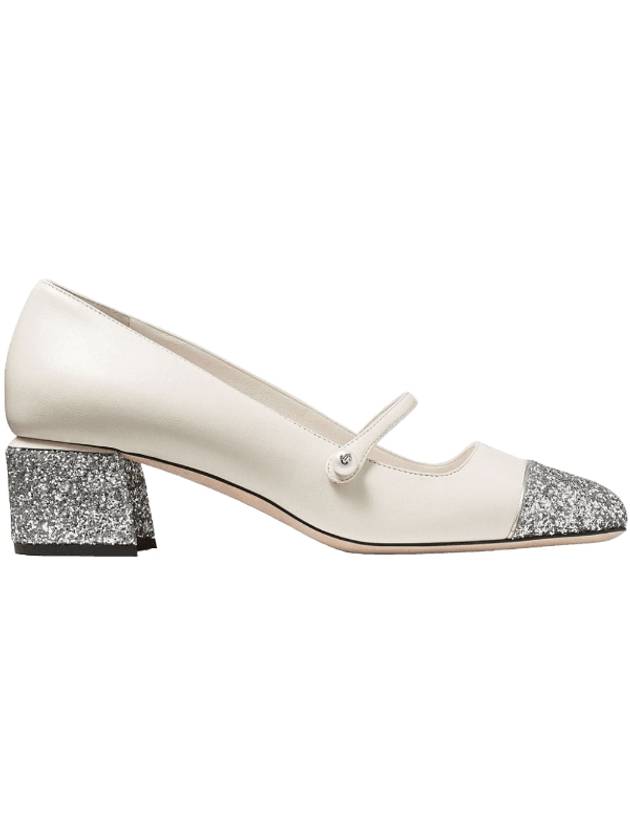 지미추 엘리사 45 글리터 레더 펌프스 힐 실버 라떼