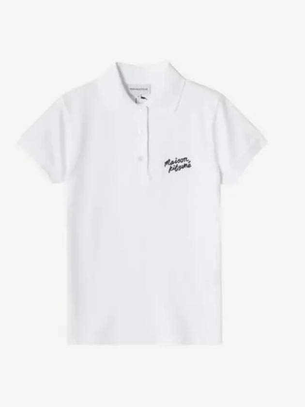W 메종 키츠네 핸드라이팅 컴포트 폴로 화이트 블랙 W Maison Kitsune Handwriting Comfort Polo White Black