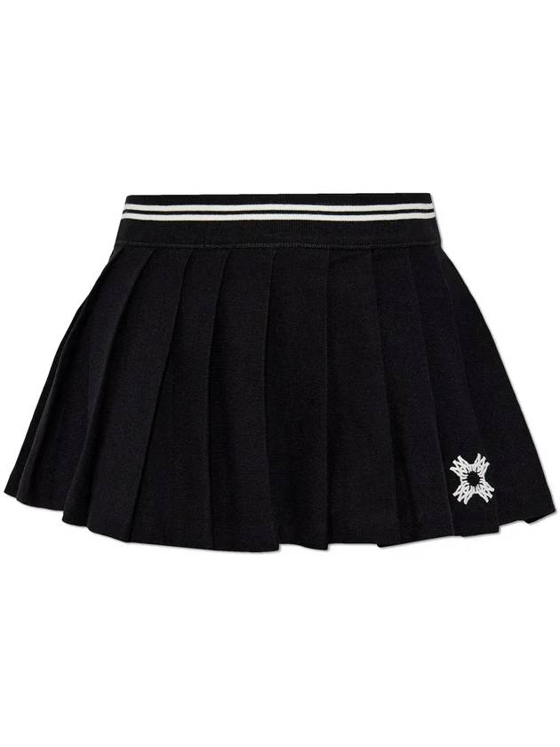 아미리 로고 자수 플리츠 미니 스커트 AWJYKR1001_BLACK