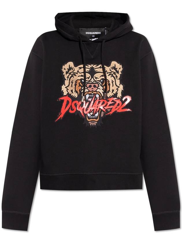 24FW 디스퀘어드2 여성 후드탑 Dsquared2 Sweatshirt With Logo  Women's  Black