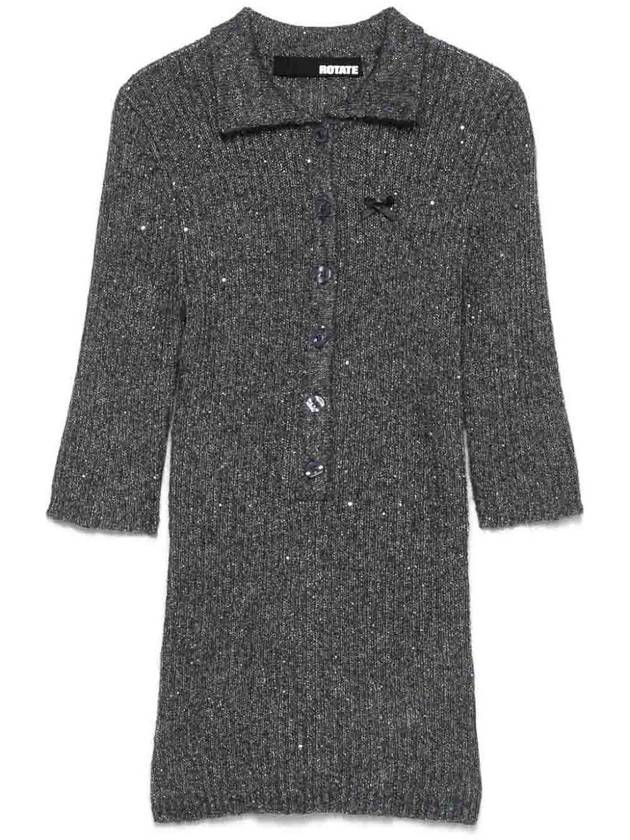 Rotate Birger Christensen Mohair Polo Shirt With Sequins