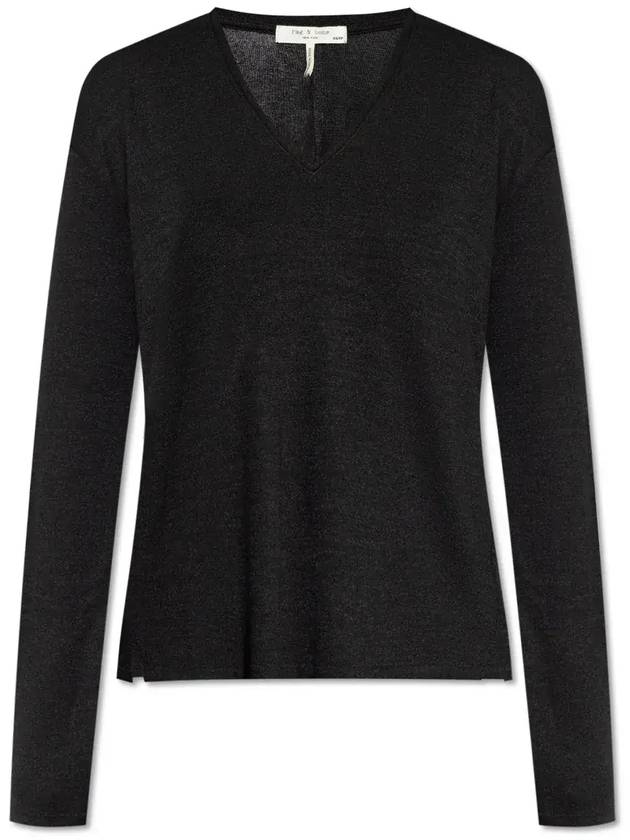 Rag & Bone 클래식 V넥 릴렉스 탑 WCC23FT027PR270_BLACK