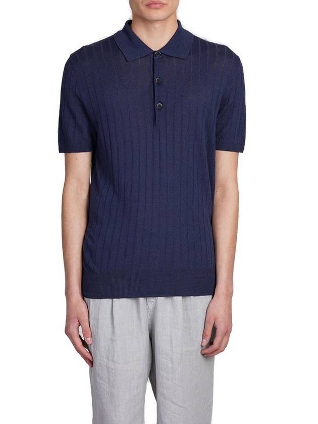 Barena 골지 니트 반소매 폴로셔츠