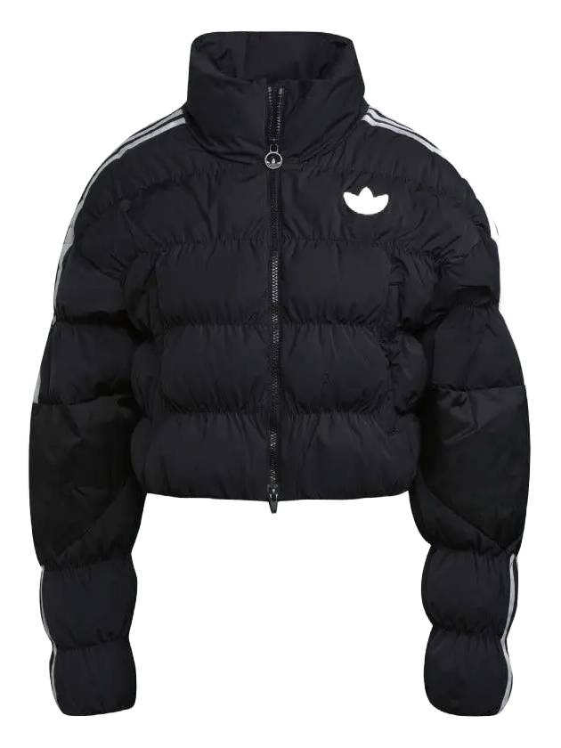 아디다스 오리지널 여성 로고 우먼스 크롭 패딩 블랙