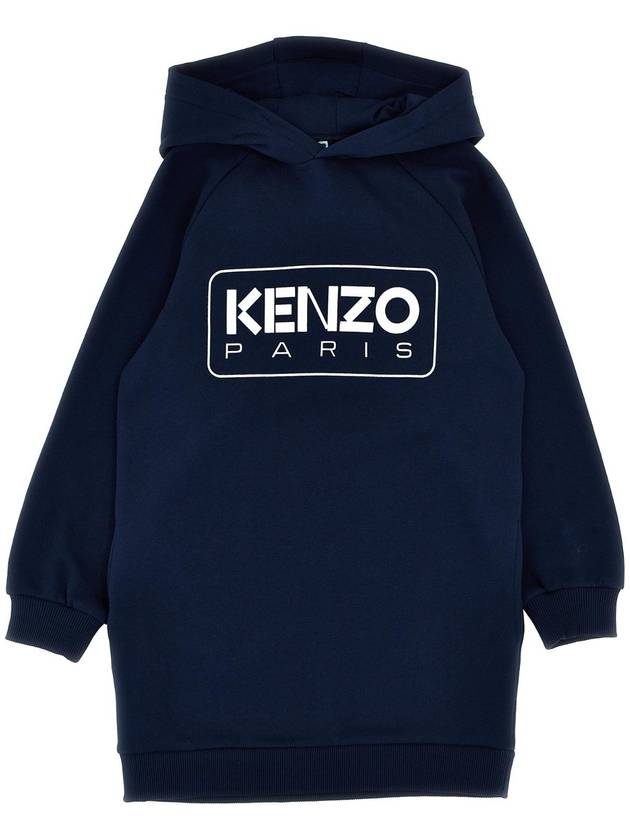 KENZO KIDS 로고 프린트 후드 드레스 K60683NAVY