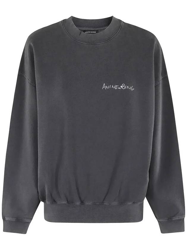 아니네 빙 슬로건 프린트 크루넥 스웨트셔츠 A0810904_WBL10WASHEDBLACK
