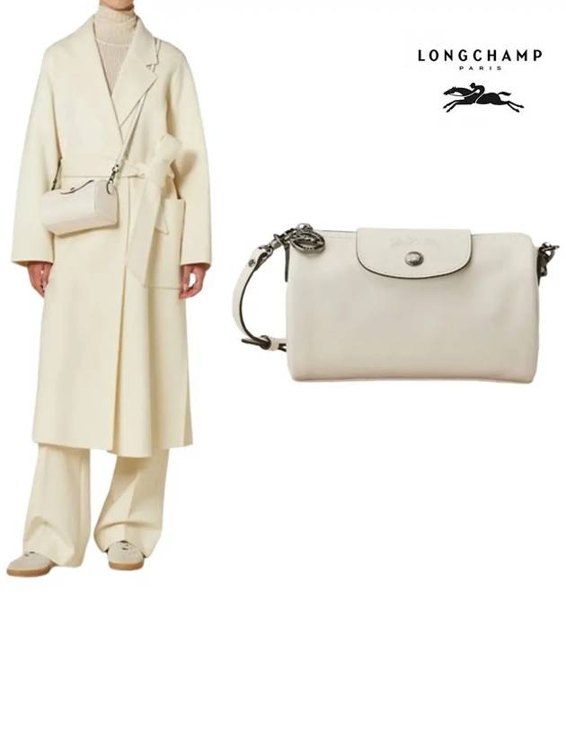 롱샴 르 플리아쥬 라지 가죽 숄더백 가방 아이보리