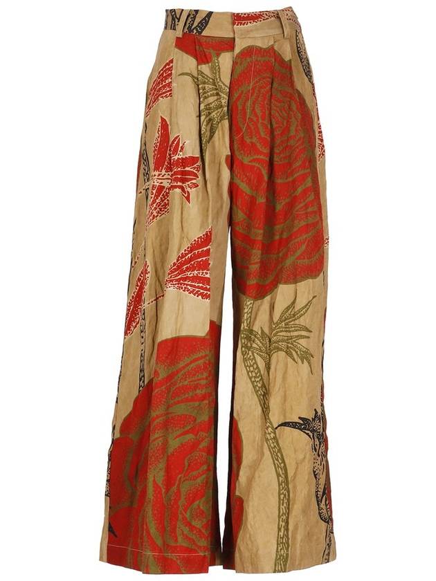 Uma Wang 올오버 플로럴 프린트 와이드 레그 팬츠