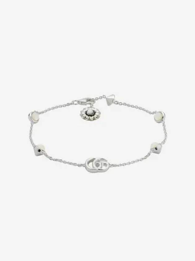 W 구찌 GG 마몽 마더 오브 펄 브레이슬릿 925 스털링 실버 W Gucci GG Marmont Mother Of Pearl Bracelet 925 Sterling Silver