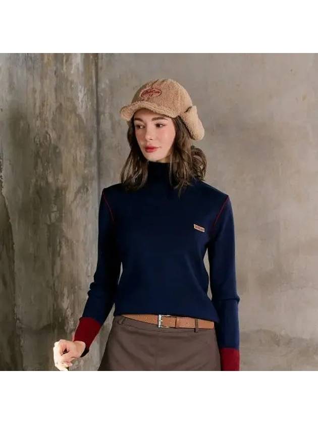 배색 반폴 네이비