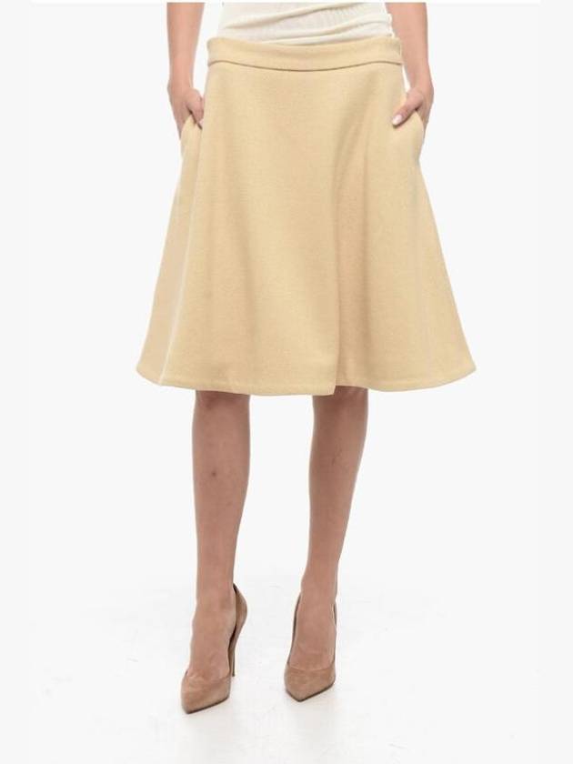 아미 여성 울 나일론 숏 A라인 스커트 옐로