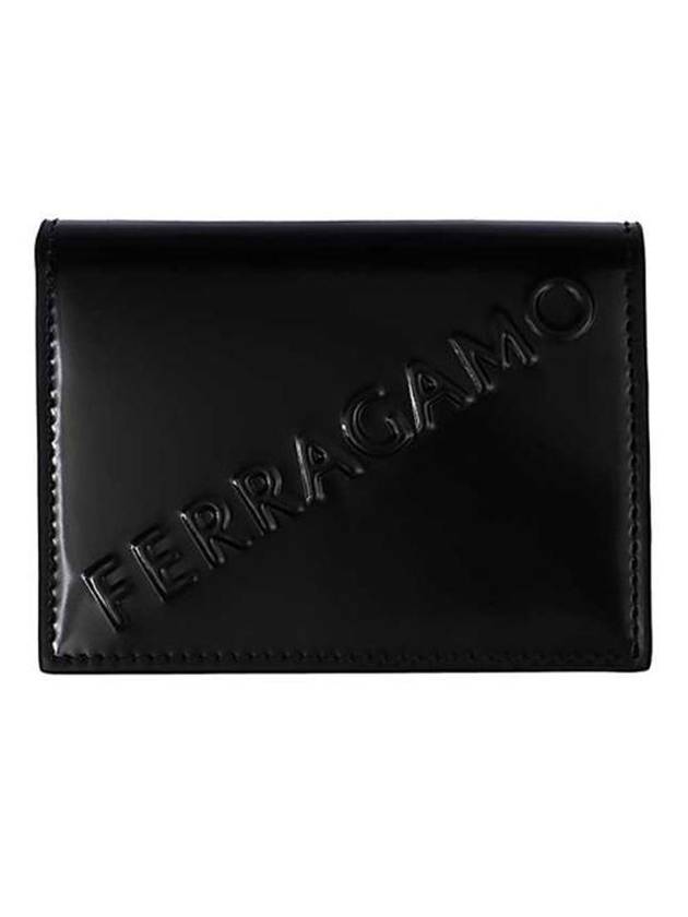 살바토레 페라가모 3D 로고 레더 카드 지갑 블랙