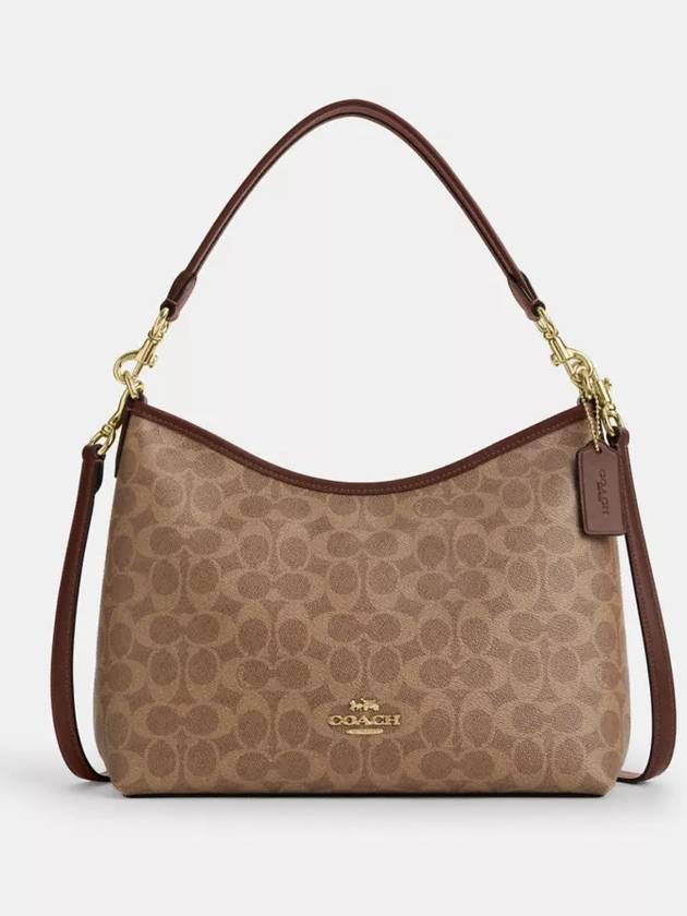 코치 로렐 숄더백 시그니쳐 캔버스 Gold Tan Brown