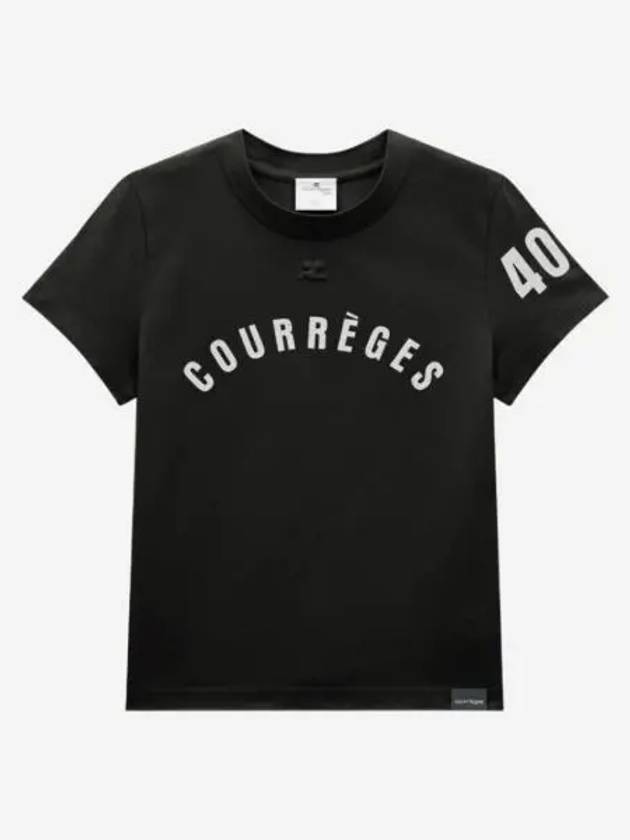 W 꾸레쥬 AC 스트레이트 프린티드 티셔츠 블랙 W Courreges AC Straight Printed T Shirt Black