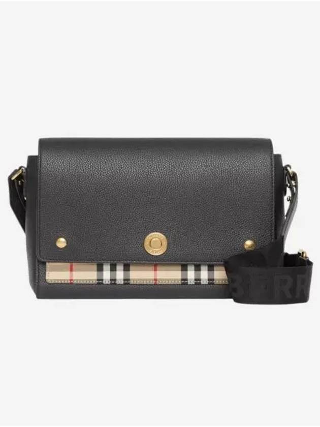 버버리 레더 빈티지 체크 노트 크로스바디백 블랙 Burberry Leather and Vintage Check Note Crossbody Bag Black