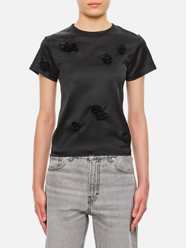 Sportmax Mendoza Black T-shirt With Roses