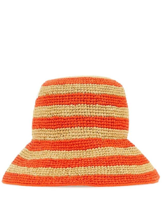 프라다 라피아 버킷햇 오렌지 옐로우