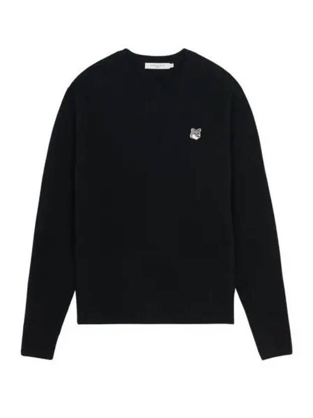 메종 키츠네 그레이 폭스 헤드 패치 릴렉스드 점퍼 블랙 Maison Kitsune Grey Fox Head Patch Relaxed Jumper Black