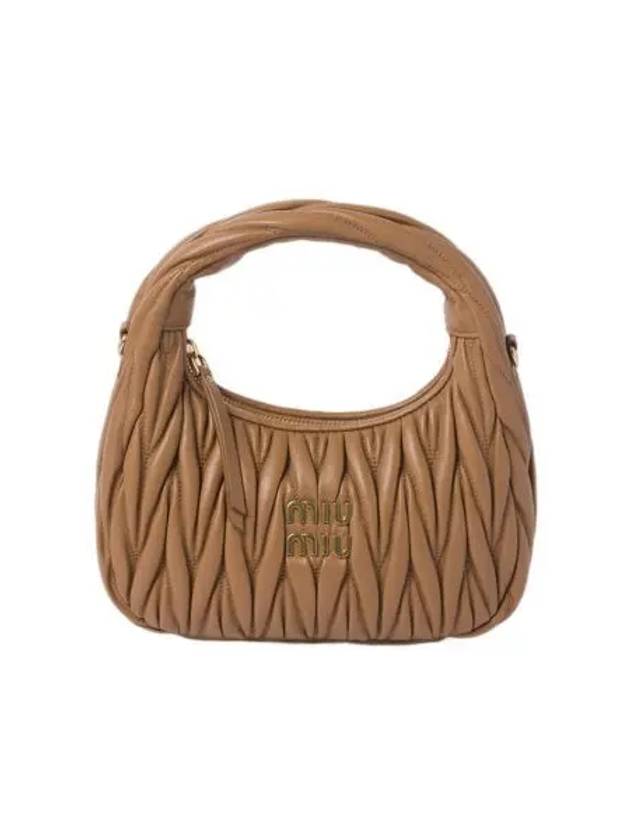 미우 미우 완더 마테라쎄 나파 레더 미니 호보백 숄더백 카라멜 Miu Miu Wander Matelasse Nappa Leather Mini Hobo Bag Caramel