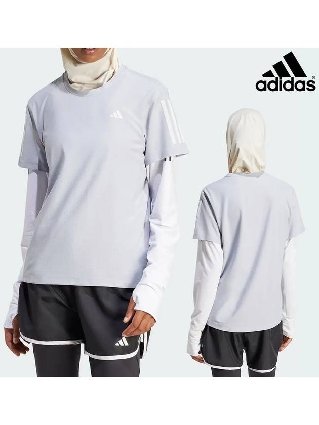 아디다스 반팔 여성 런닝 달리기 탑 티셔츠 할로실버