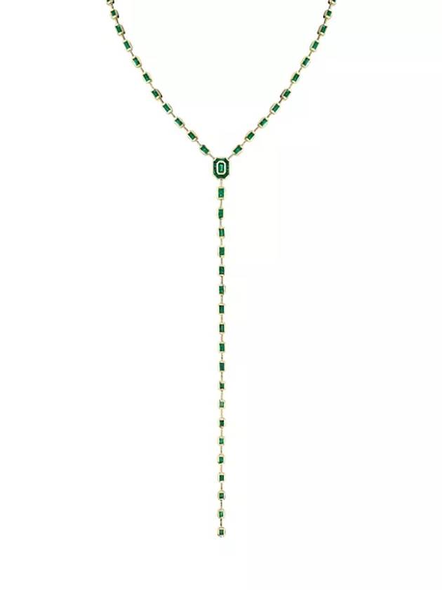 보호 14K 옐로우 골드 에메랄드 0.20 TCW 다이아몬드 Y 목걸이 Boho 14K Yellow Gold Emerald & 0.20 TCW Diamond Y Necklace
