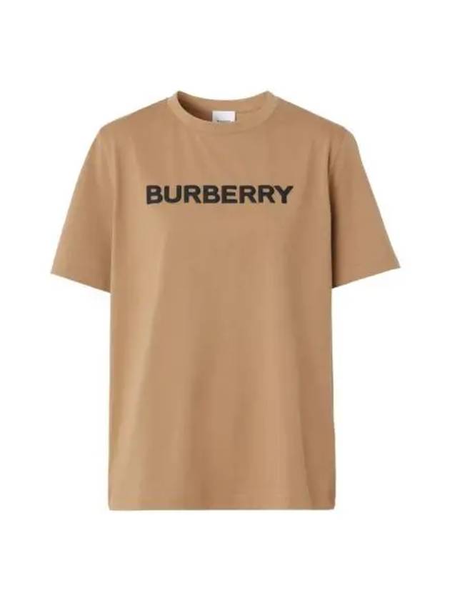 W 버버리 로고 프린트 코튼 티셔츠 카멜 W Burberry Logo Print Cotton T Shirt Camel