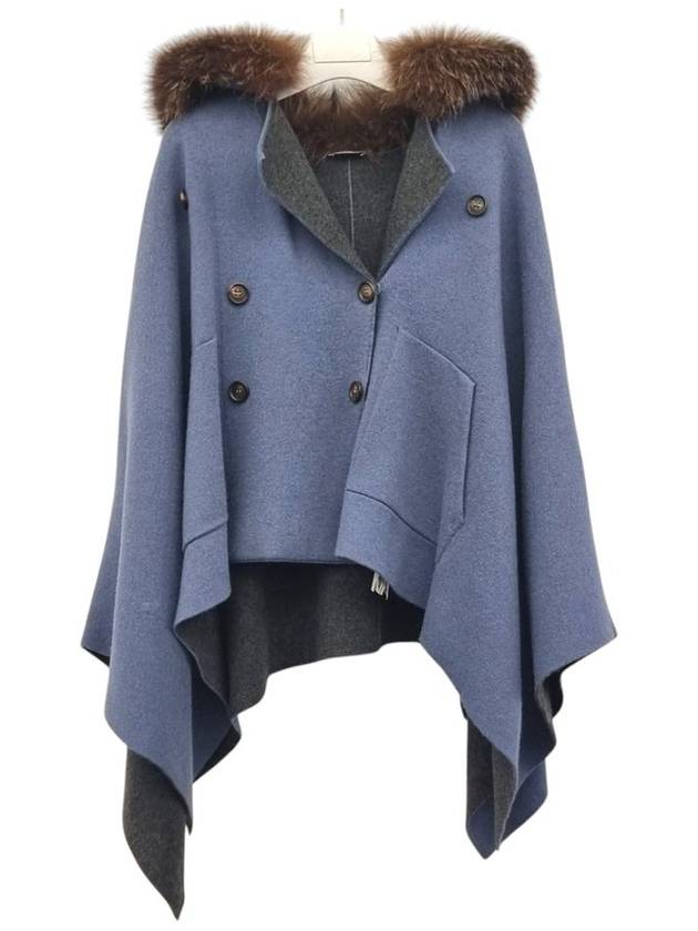 XS 브루넬로 쿠치넬리 캐시미어 폭스퍼 케이프 자켓 BRB022119