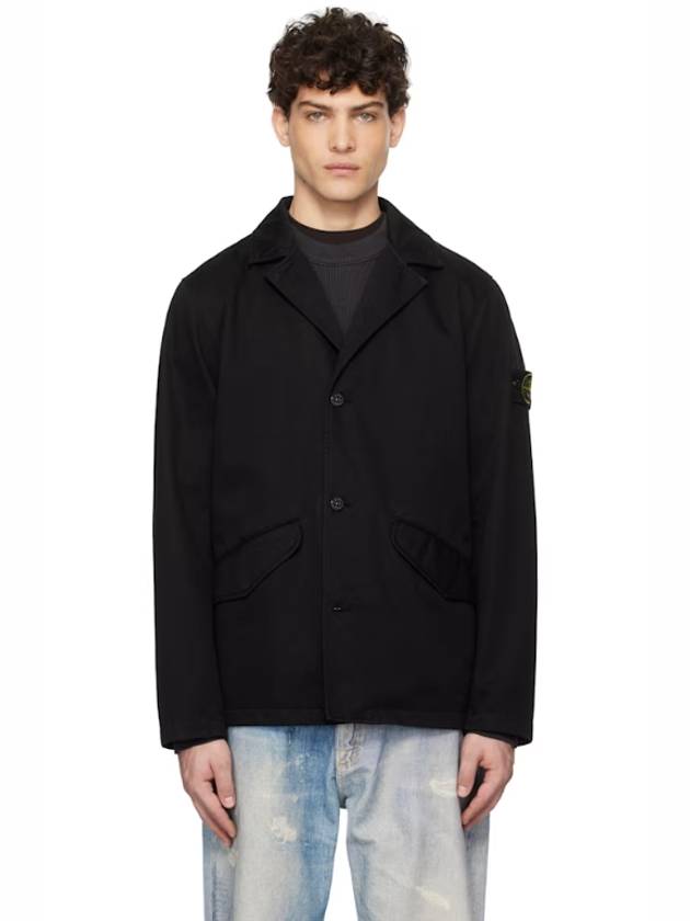 Black Organic Cotton Garment Dyed Blazer 251828M195001