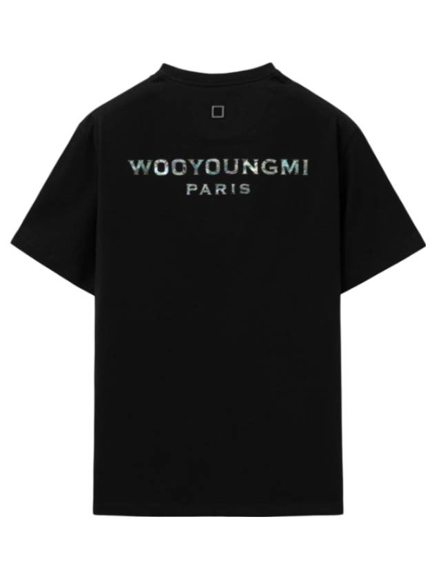 우영미 마더 오브 펄 백로고 반팔 티셔츠 블랙