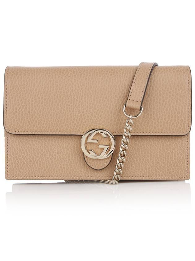 구찌 인터로킹 GG 체인 숄더 백 베이지