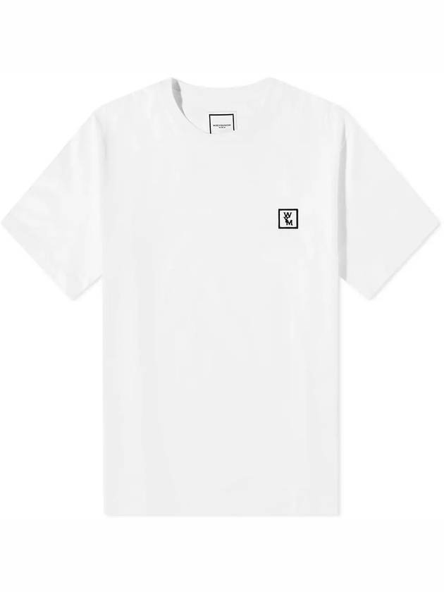 우영미 블랙 백 로고 반팔 티셔츠 화이트
