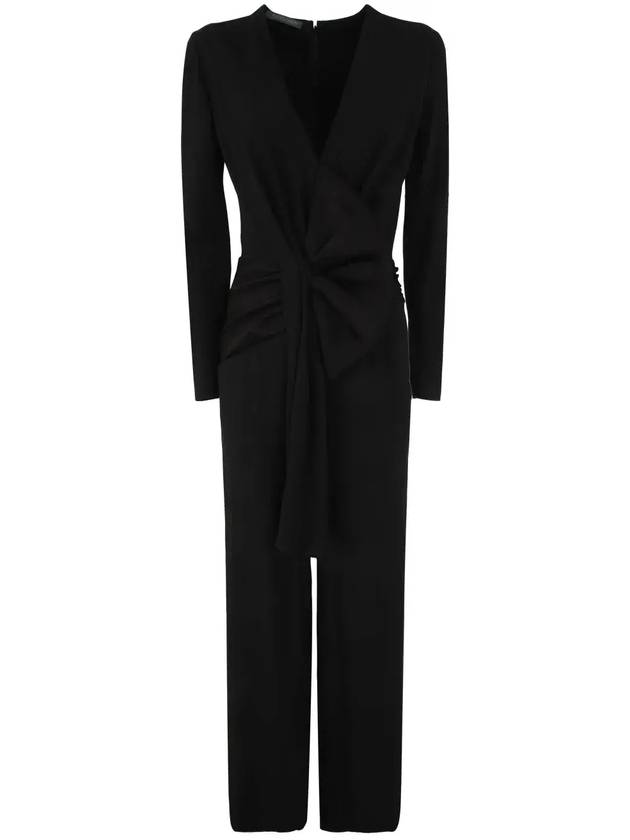 Alberta Ferretti V 넥 주름 디테일 점프수트 V04405118_0555BLACK