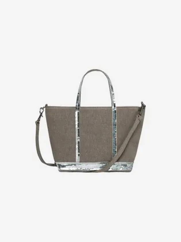 바네사 브루노 리넨 XS 카바스 토트 라임스톤 Vanessa Bruno Linen XS Cabas Tote Limestone