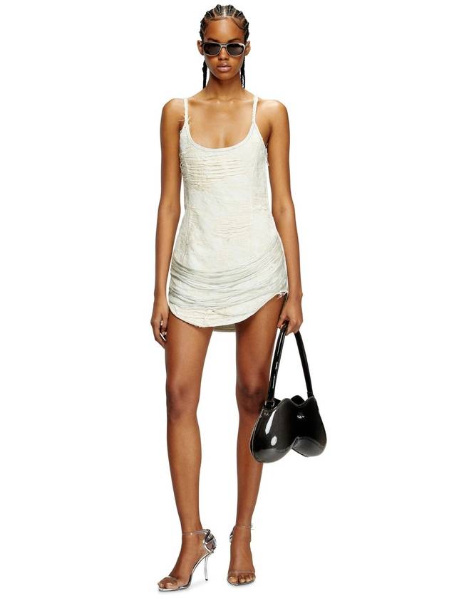 Diesel - Minidress in floating-thread denim - Dresses - Woman - White