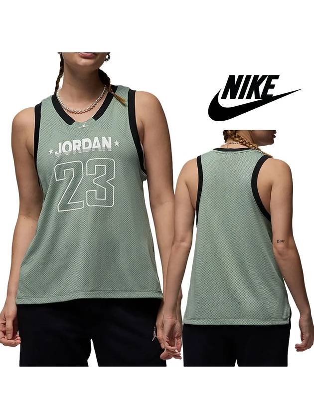 나이키 나시 여성 조던 23 저지 탑 티셔츠 그린
