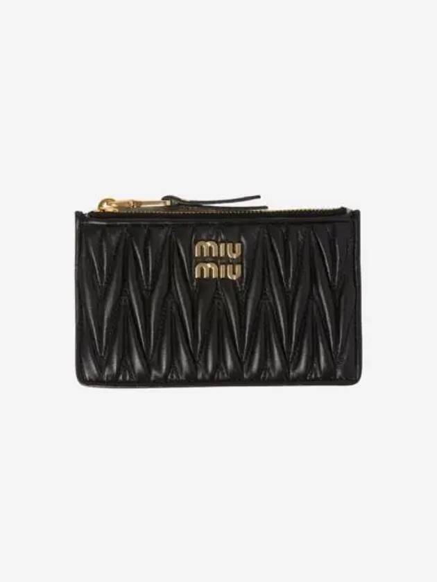 미우 미우 마테라쎄 나파 레더 엔벨로프 월렛 블랙 Miu Miu Matelasse Nappa Leather Envelope Wallet Black