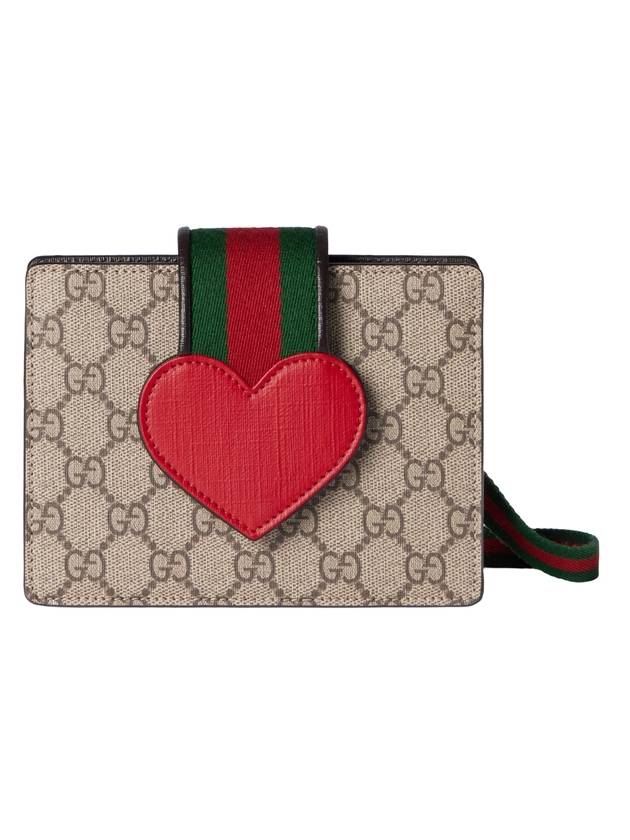 구찌 키즈 GG 하트 핸드 백 베이지 다크 브라운