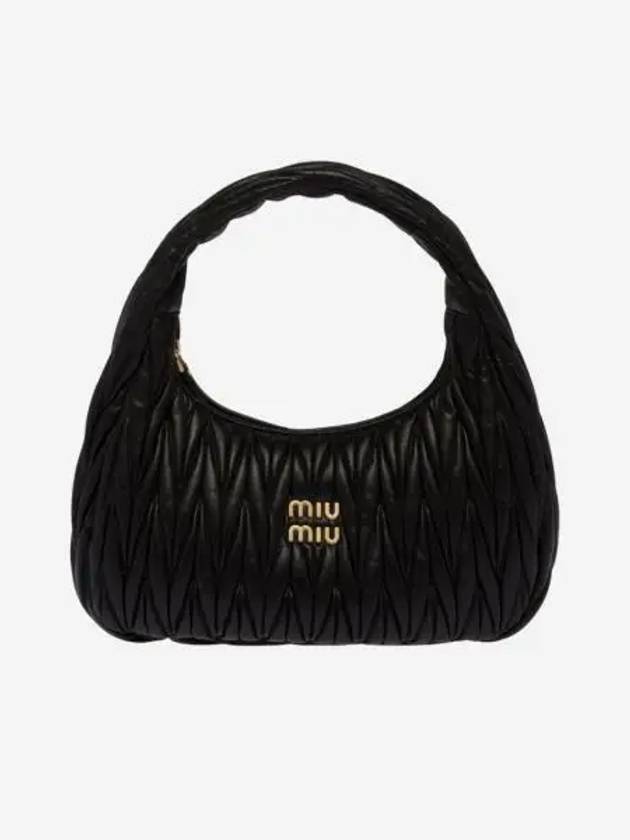 미우 미우 완더 마테라쎄 나파 레더 호보백 블랙 Miu Miu Wander Matelasse Nappa Leather Hobo Bag Black