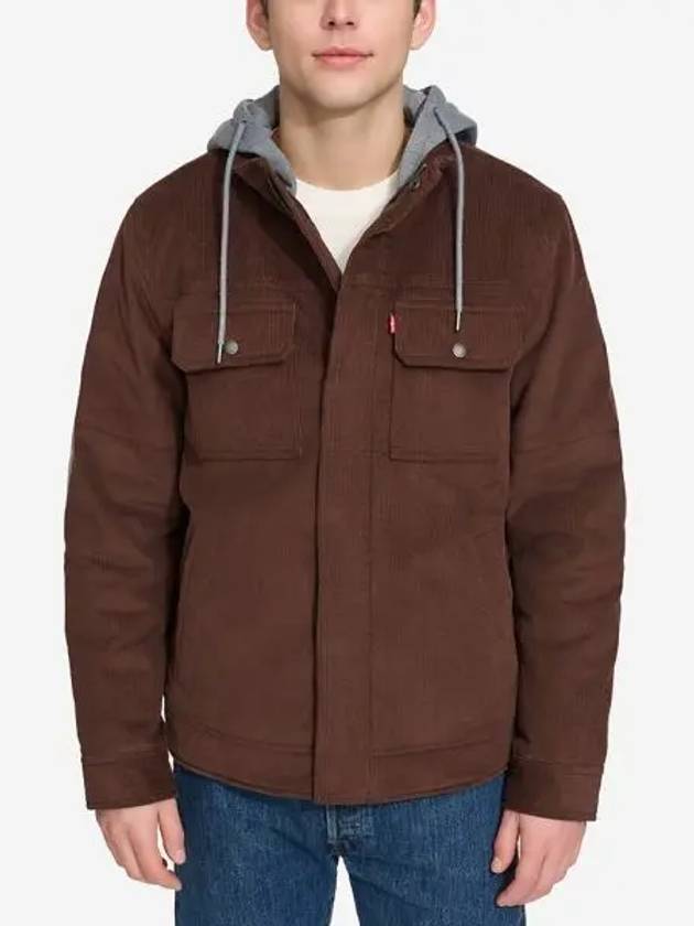 리바이스 맨즈 후드 코듀로이 짚 집업 자켓 초콜렛 브라운 9612204